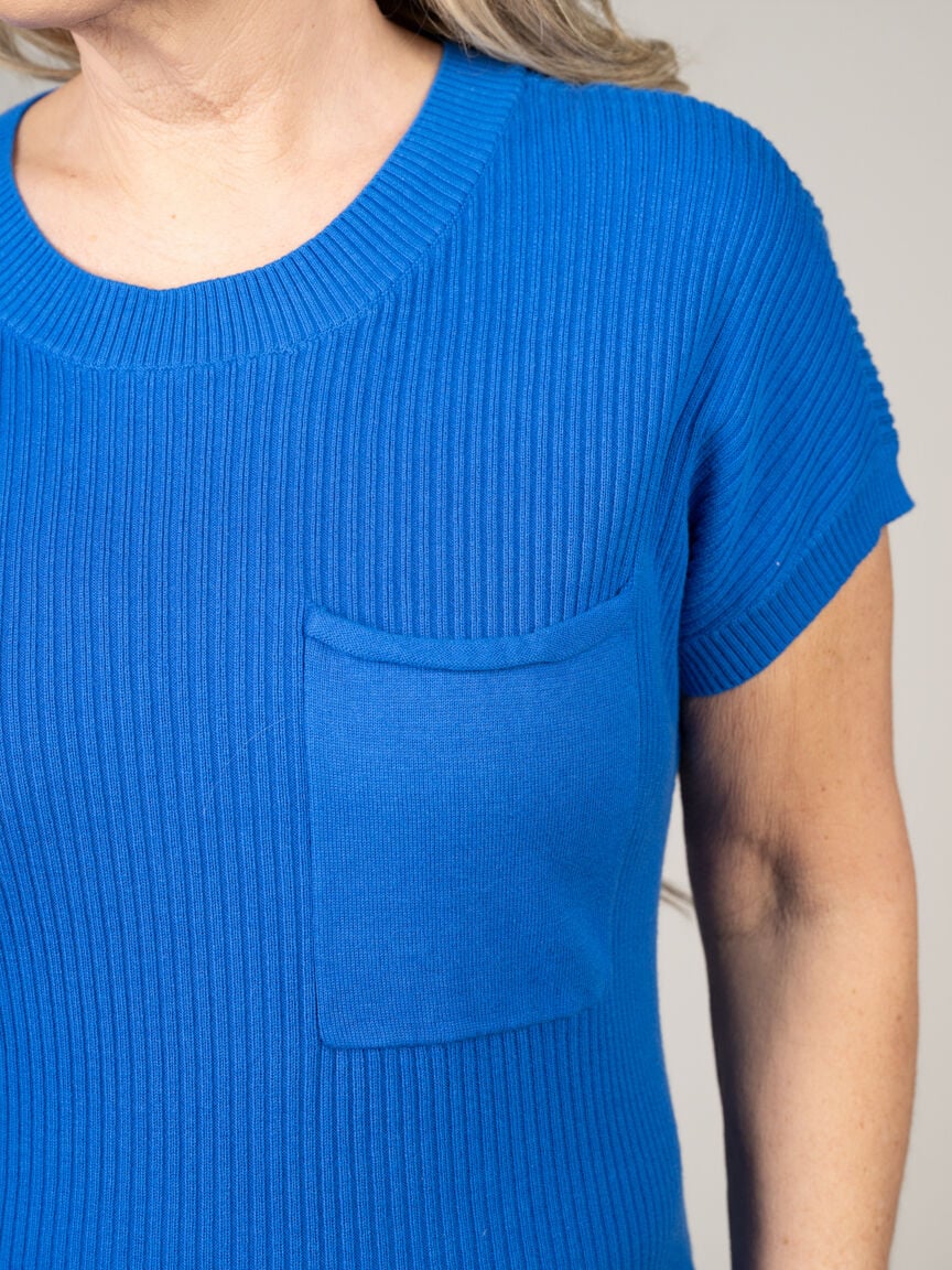 Ribbed Short Dolman Sleeve Sweater