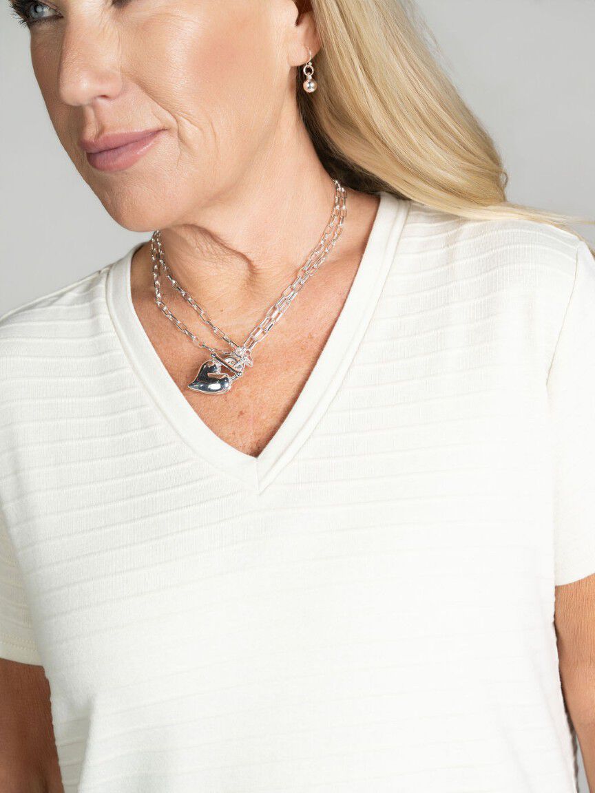 Textured Stripe V-Neck Top