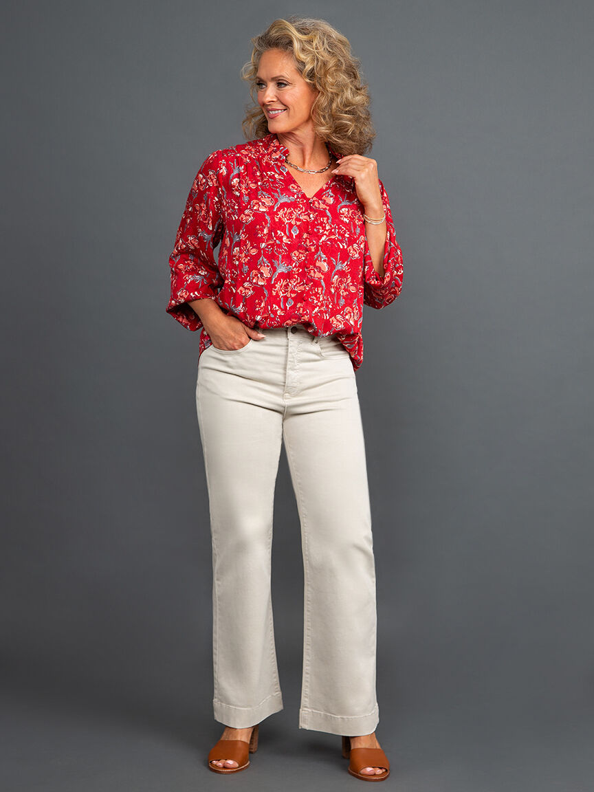 Ruffle Collar Jacquard Blouse Image 6