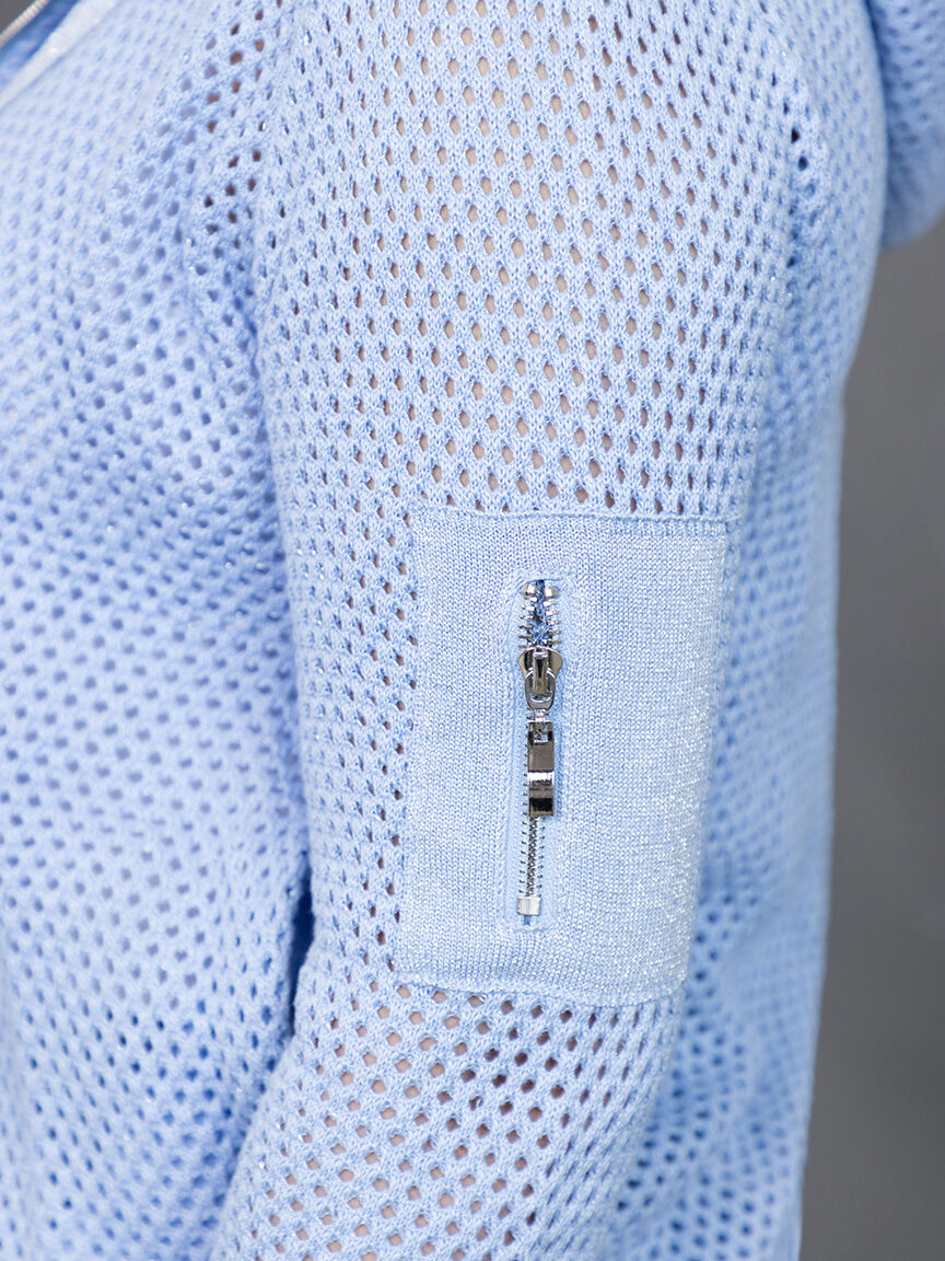 Zip Up Knit Cardigan with Lurex 