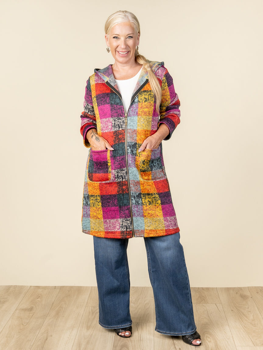 Longline Hooded Zip-Up Cardigan