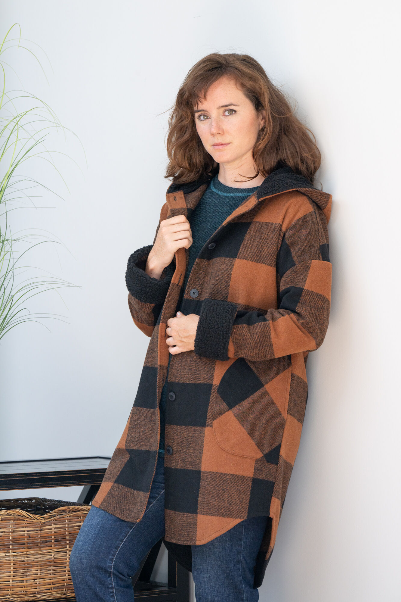 Plaid Buffalo Hooded Pocketed Maxi Shacket Jacket Image 1