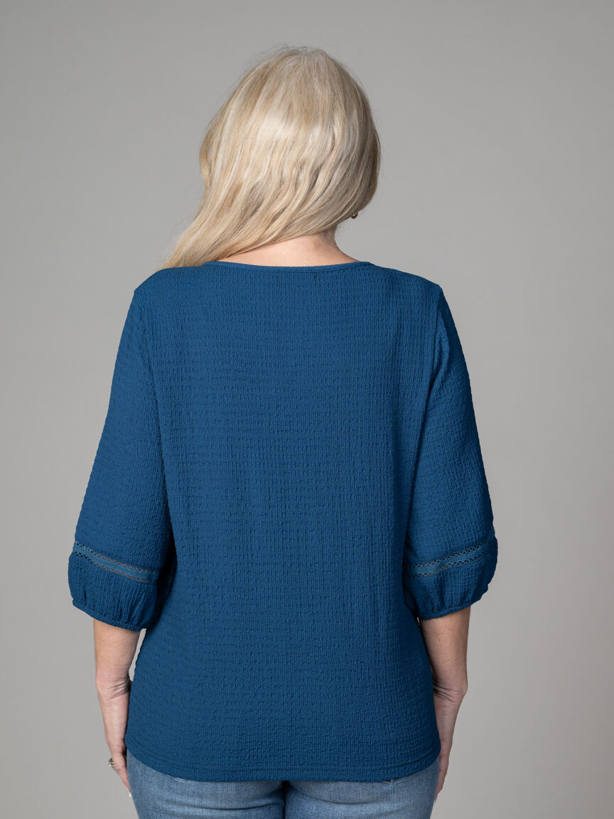 3/4 Sleeve Crinkle Top 
