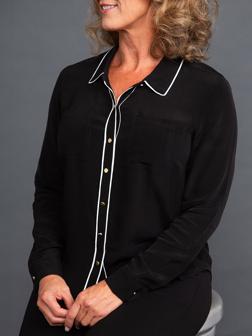 Long Sleeve Button-Up Blouse