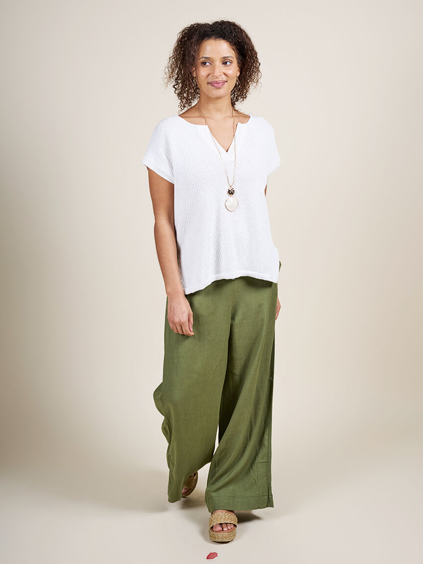 Short Sleeve V Neck Sweater 