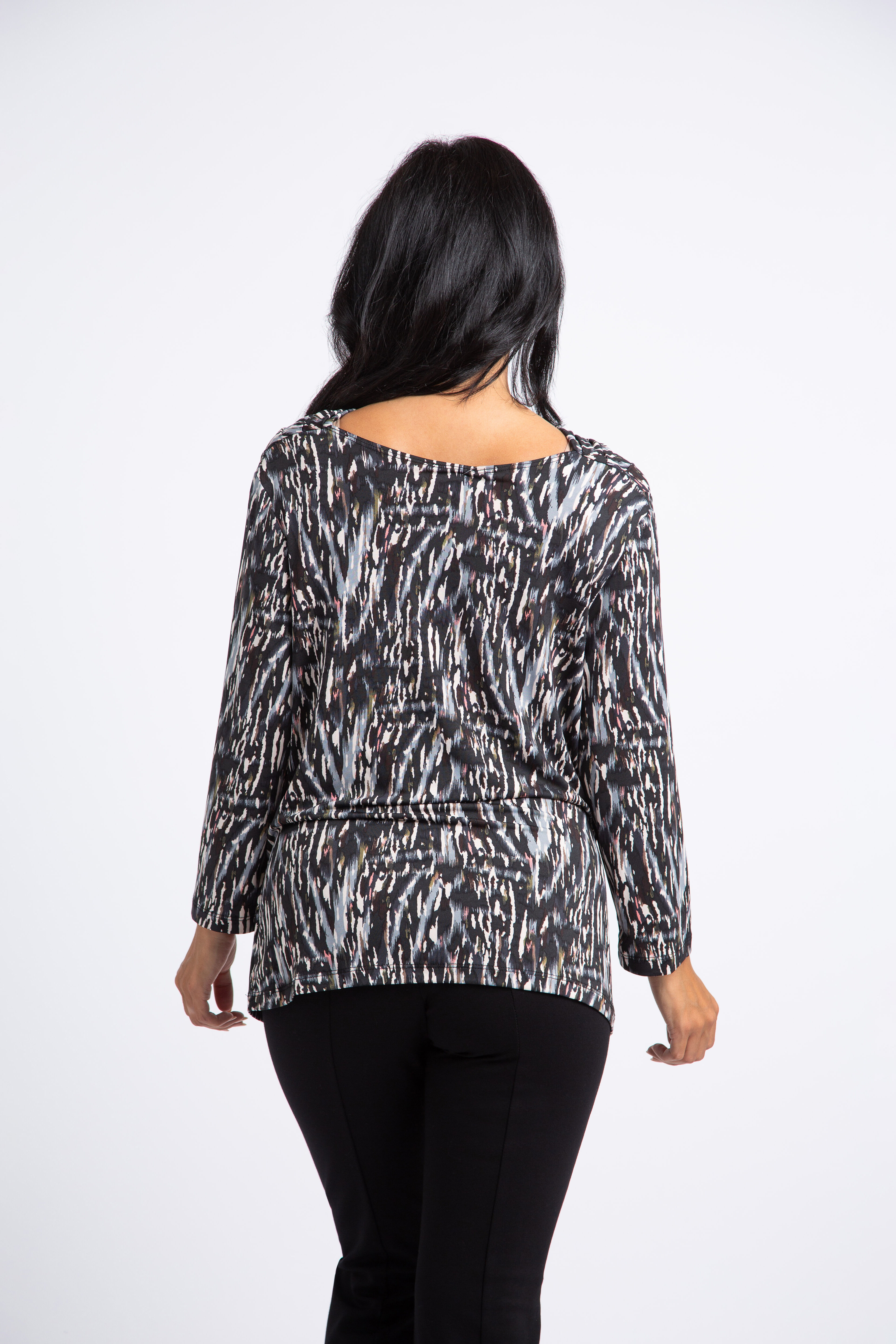 &frac34; Sleeve Drape Neck Top  Image 3