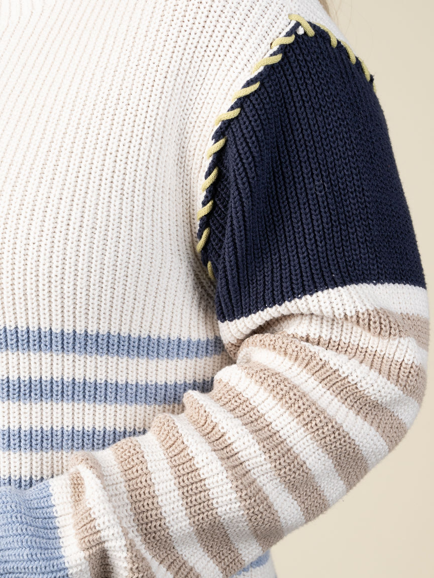 Multi Stripe Boat Neck Sweater Image 4