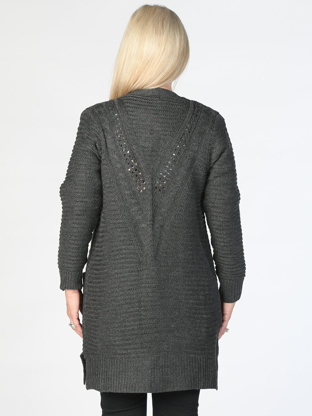 Pointelle Longline Sweater Cardi Image 2