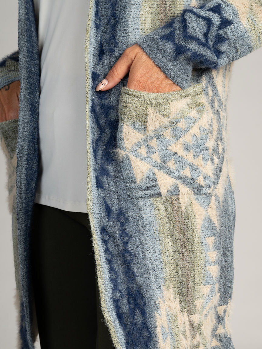 Nordic Print Hooded Cardigan