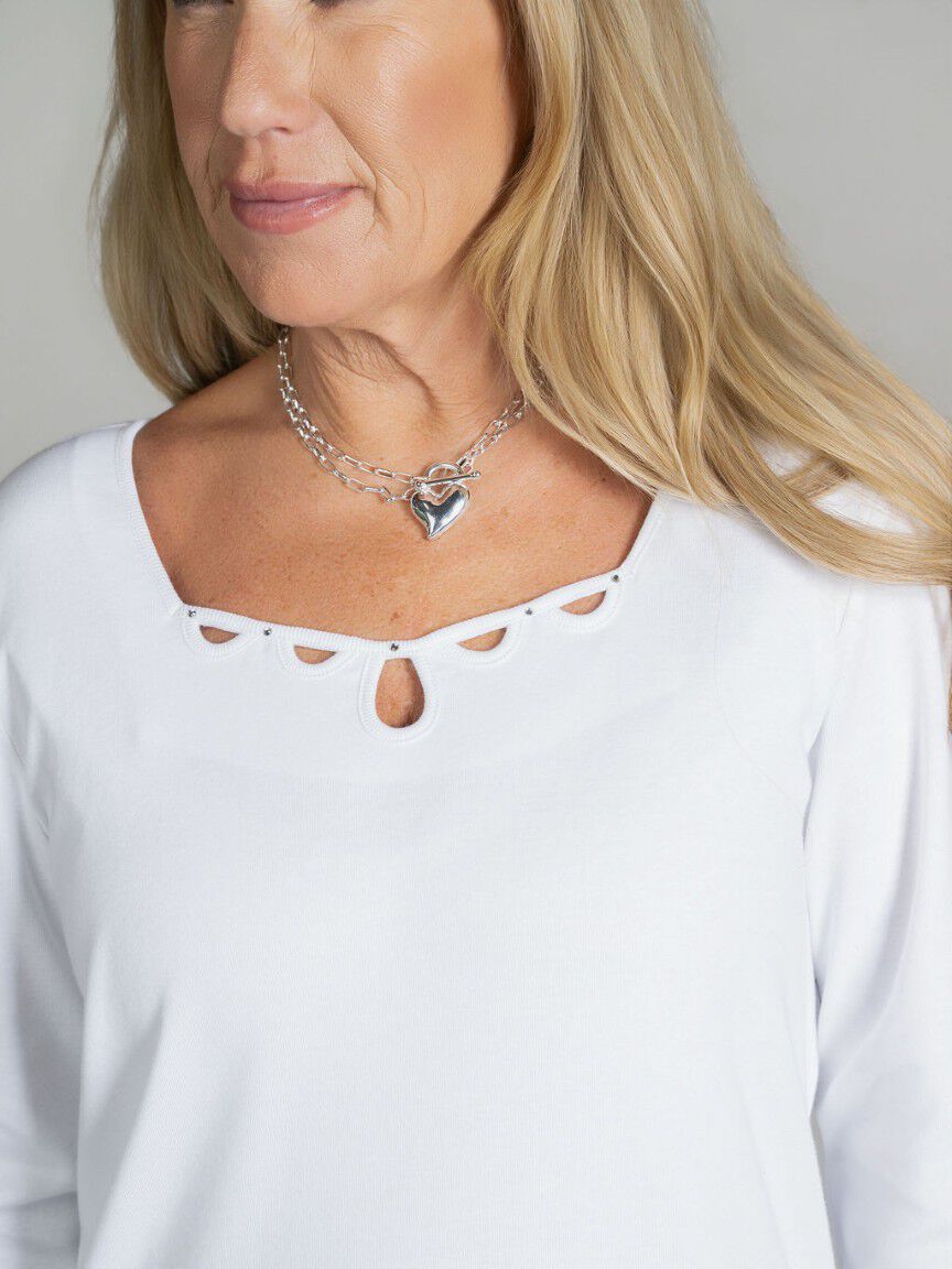 3/4 Sleeve Sweetheart Neckline Top