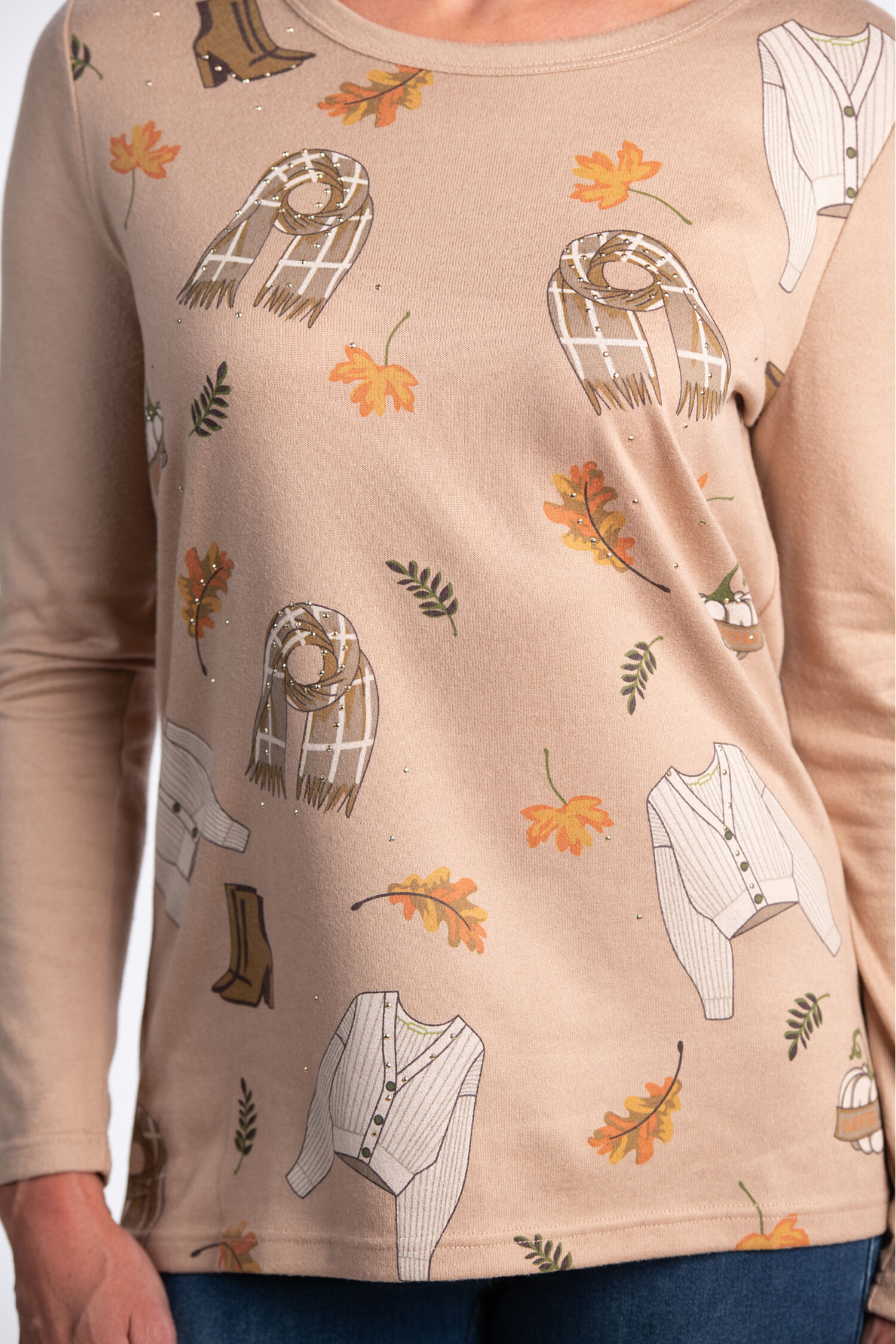 Scarves & Leaves Long Sleeve Top  Image 3