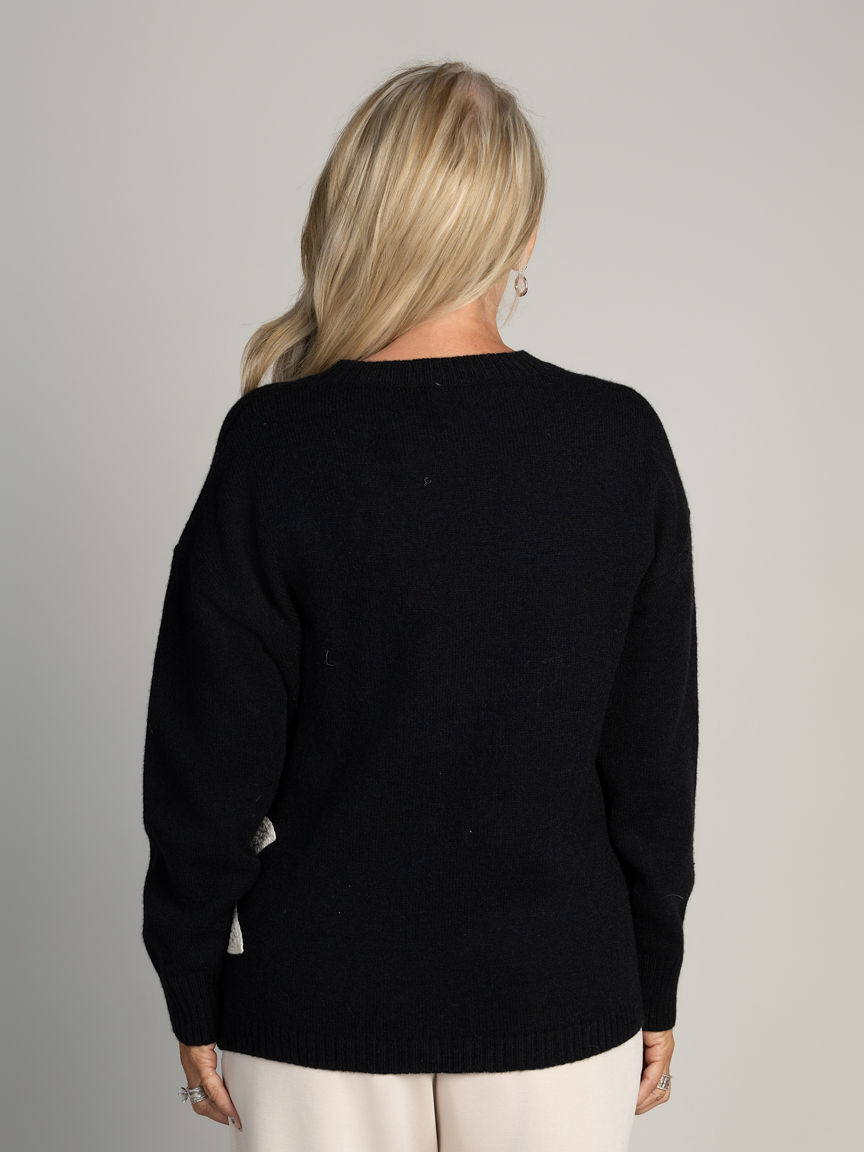 Knit Sweater With Crochet Flowers