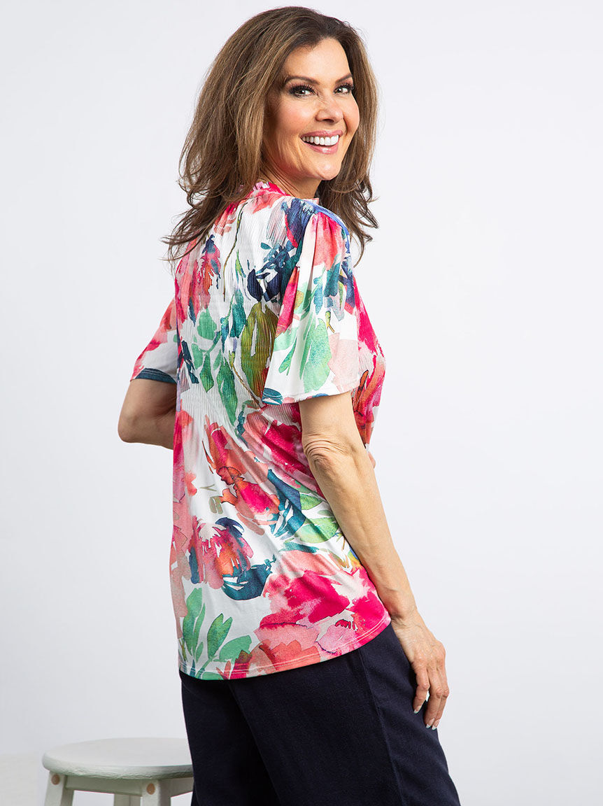Button-Up Tropical Blouse Image 4