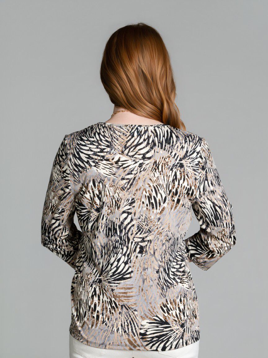 3/4 Sleeve Animal Print Top
