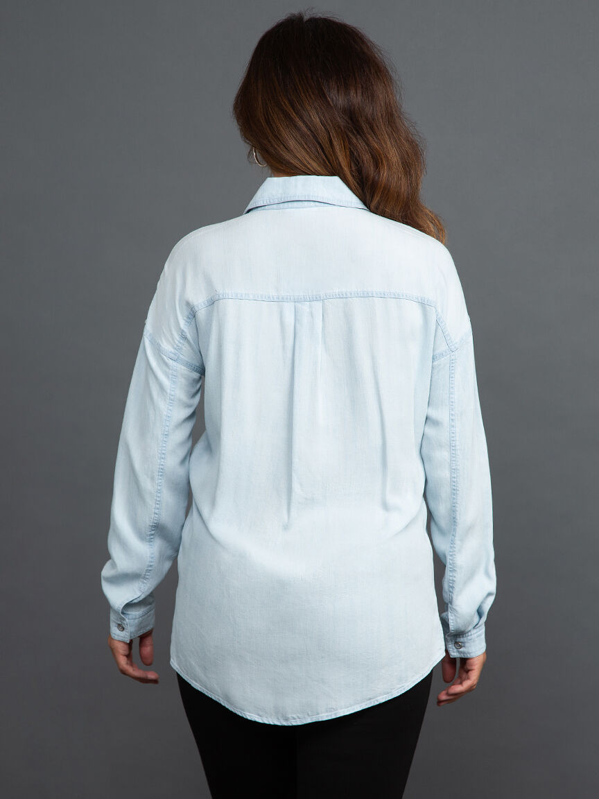 Henley Neck Tencel Blouse Image 4