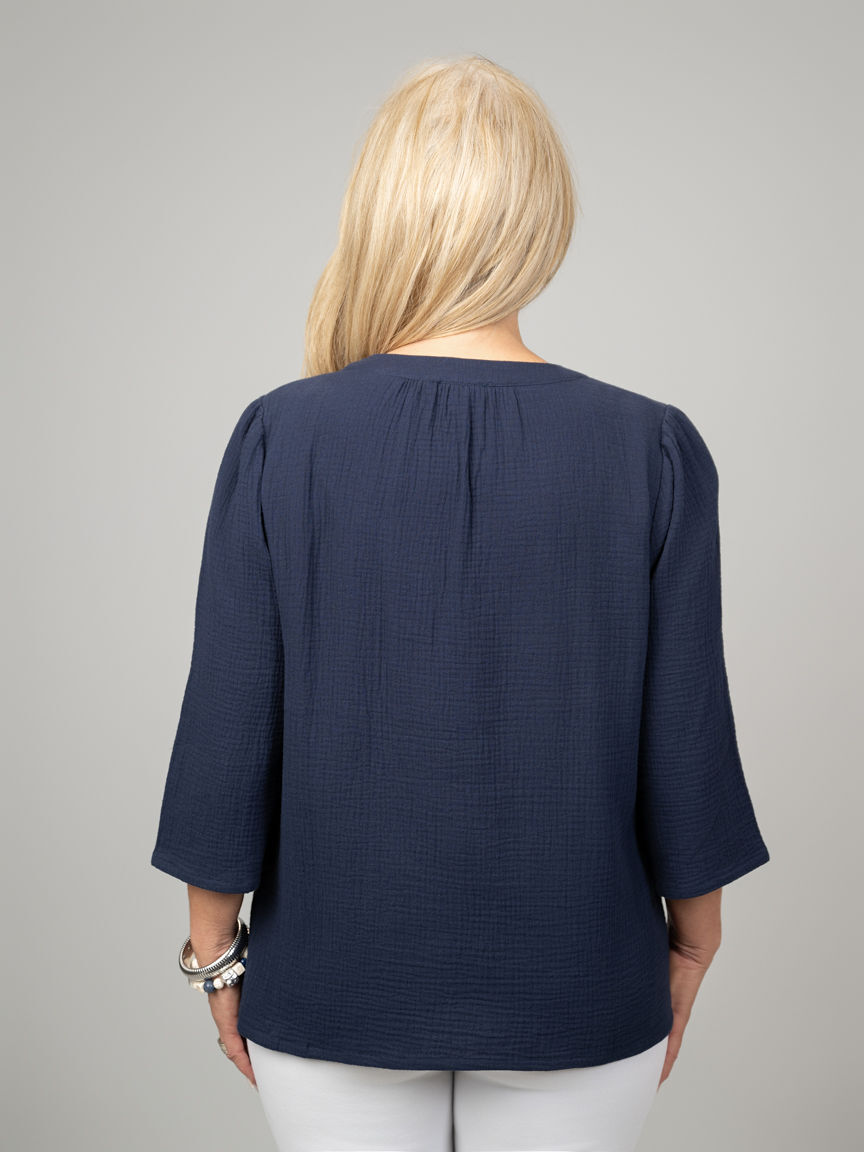 3/4 Sleeve Gauze Blouse  Image 3