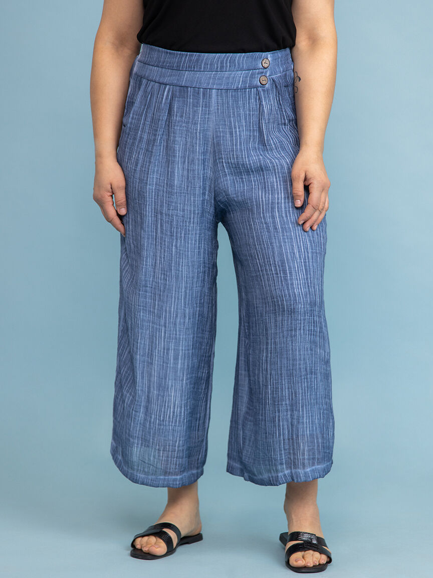 Button Detail Wide-Leg Pants  Image 2