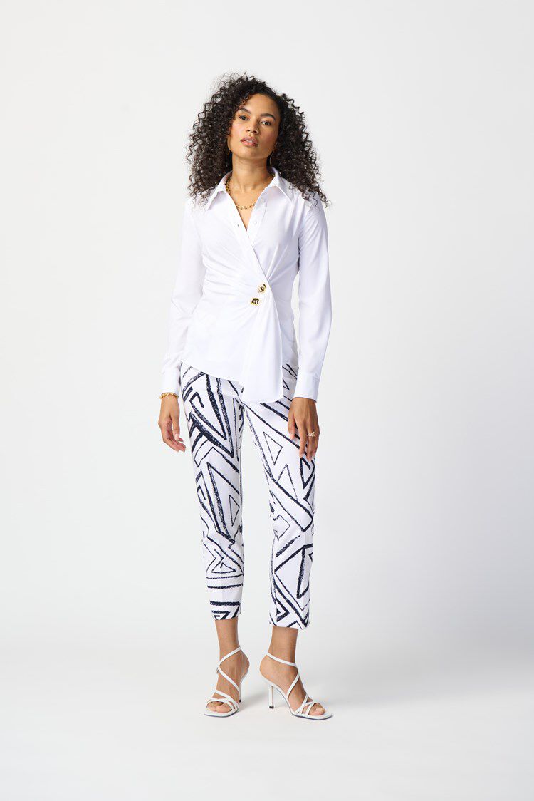 Geometric Print Silky Pull-On Pant Image 1