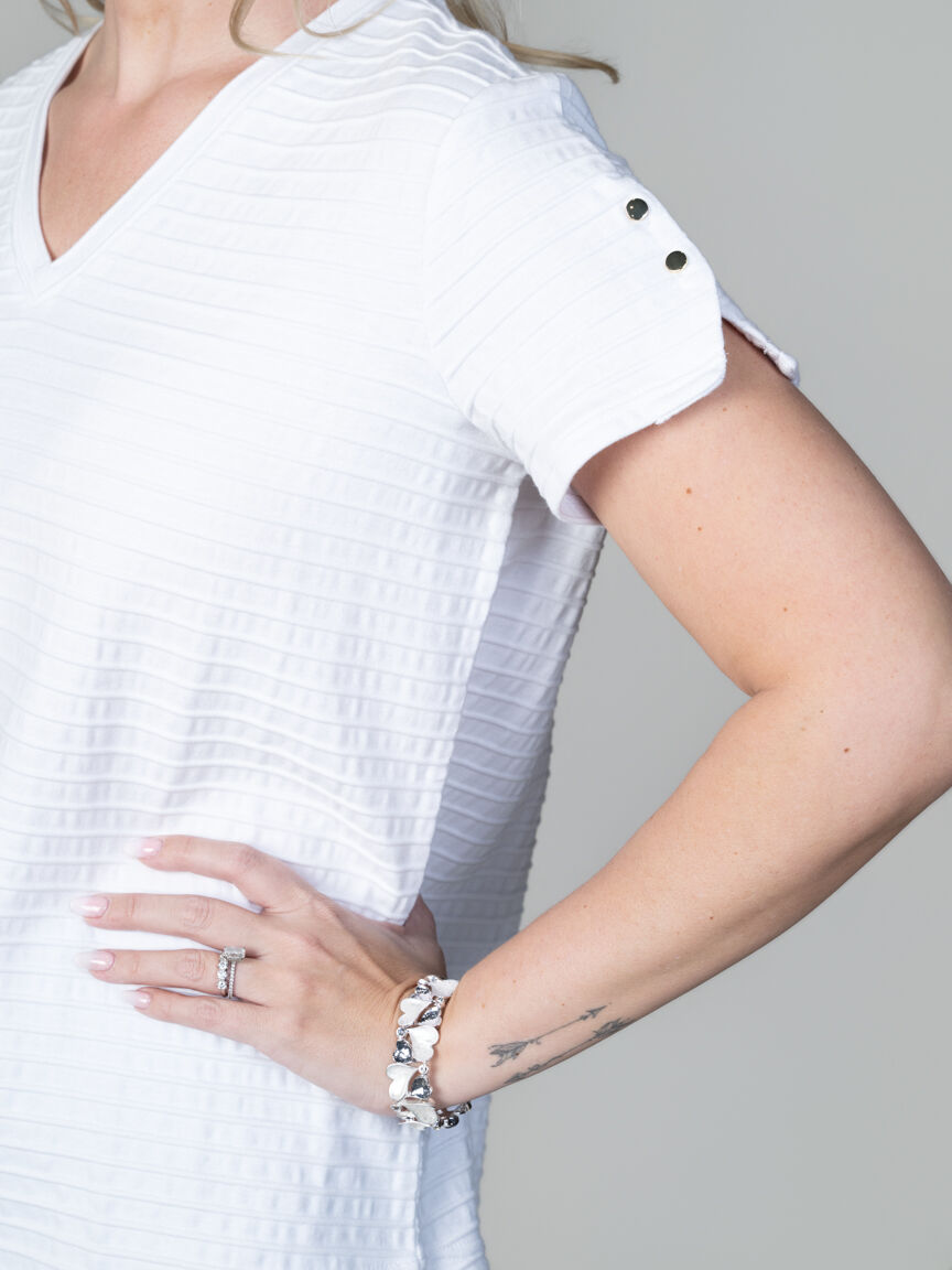 Short Sleeve Texture Striped Top