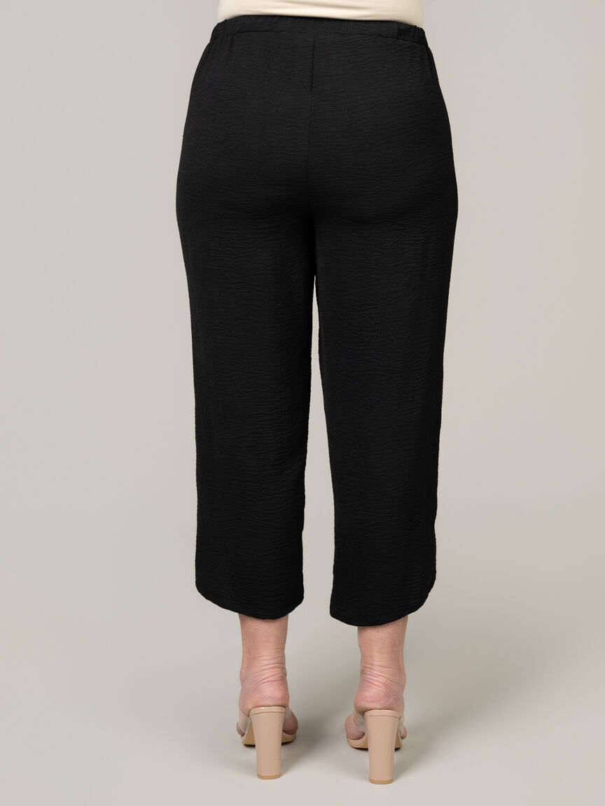 Elastic Waist Flowy Pant with Button Detail