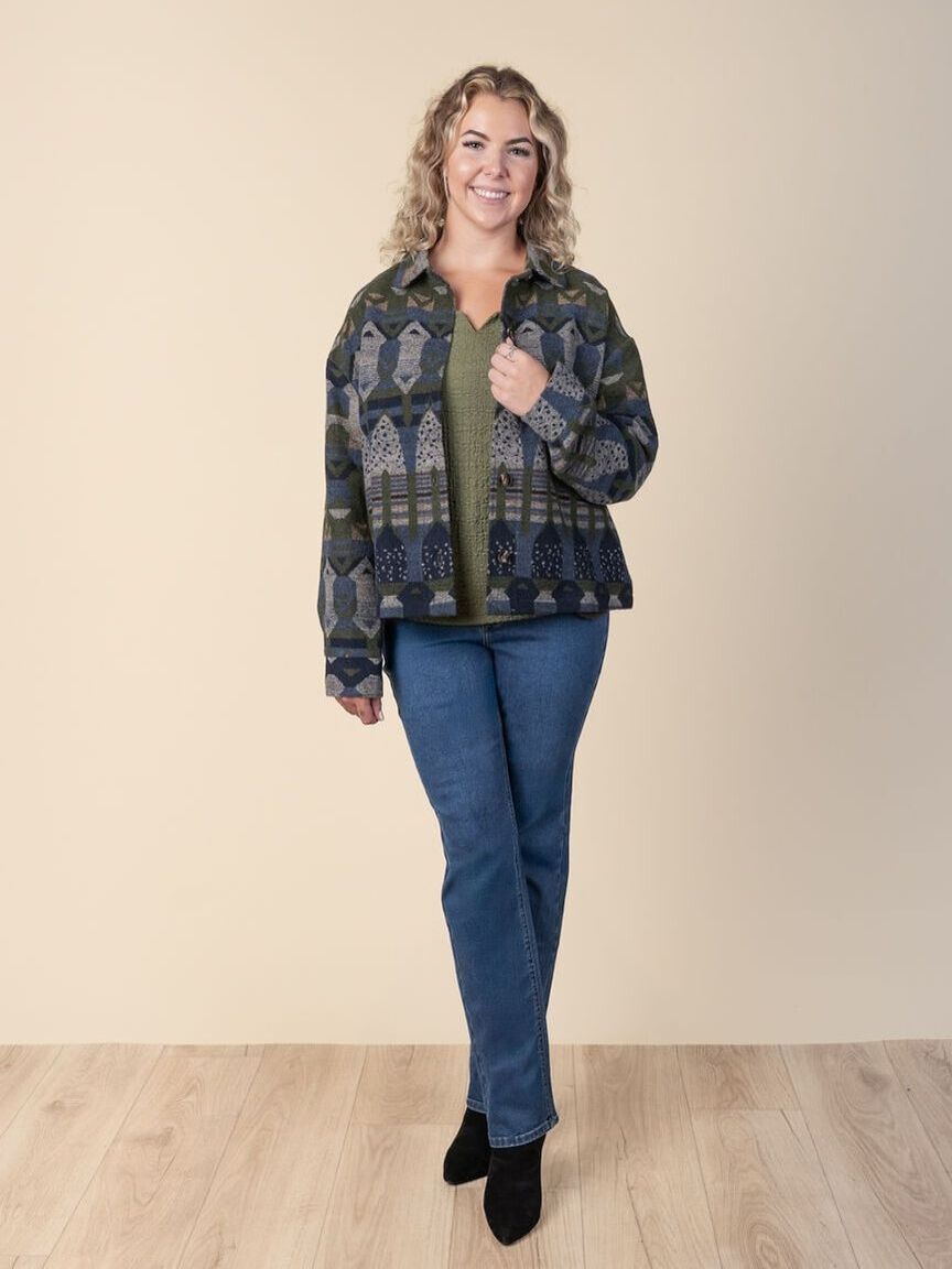 Short Button Up Global Print Coat