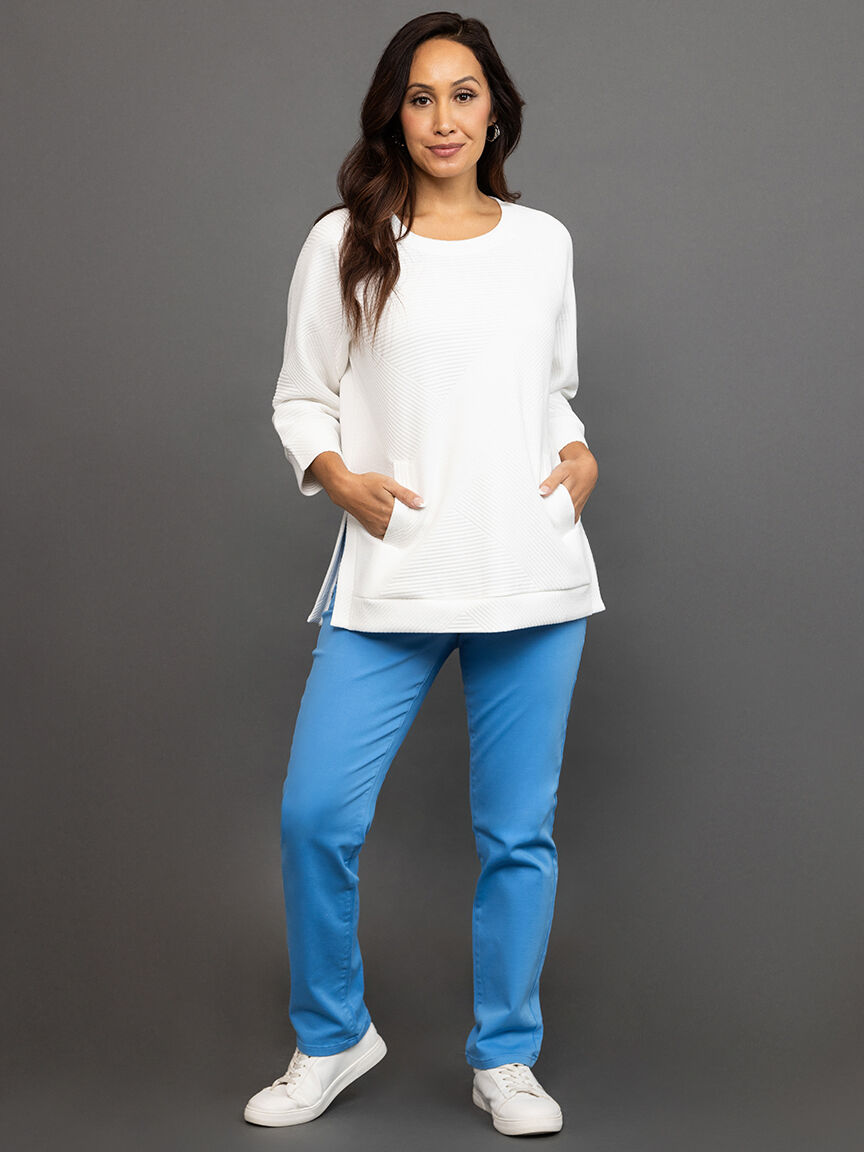 Textured &frac34; Sleeve Tunic Top  Image 1