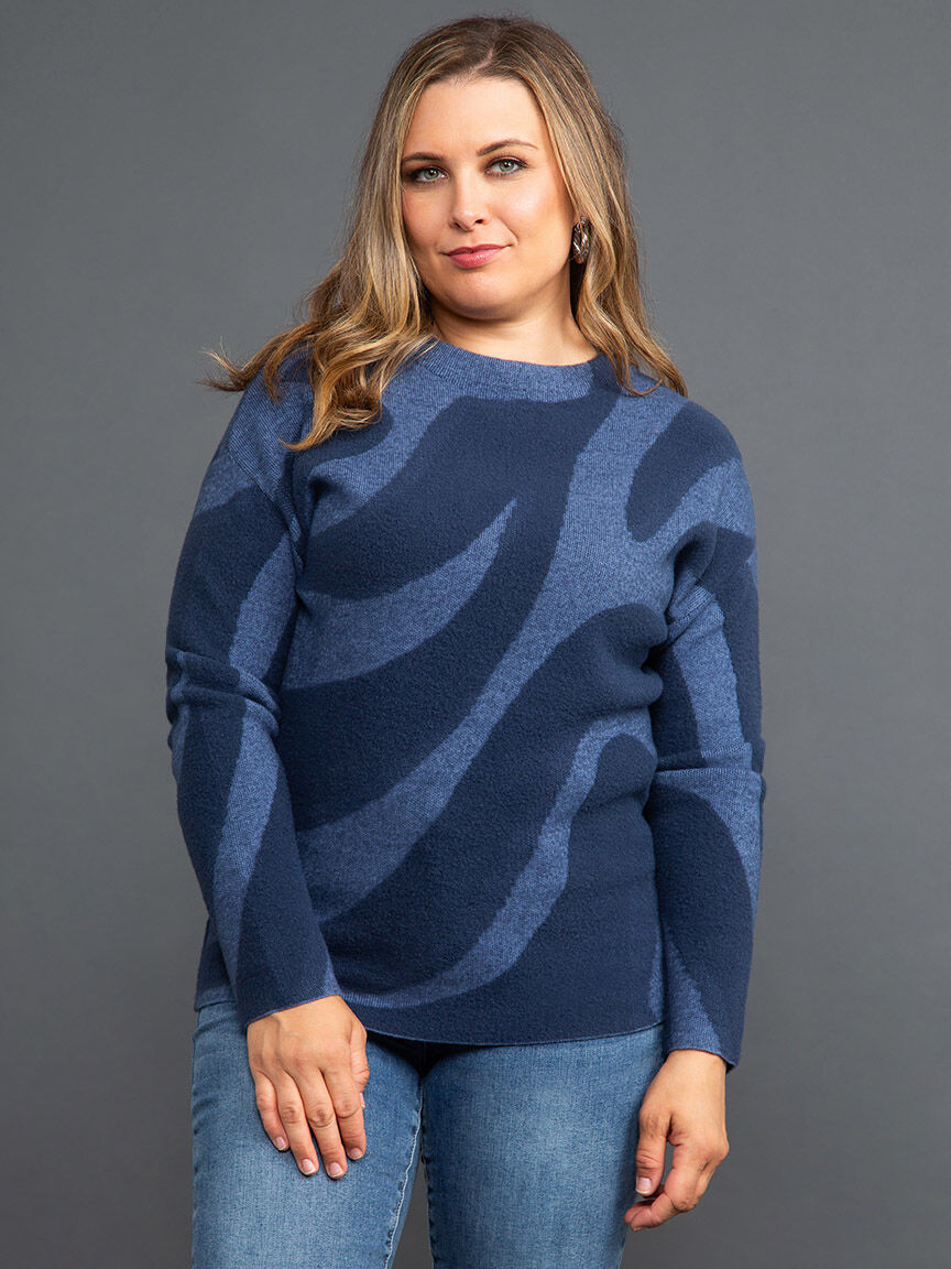 Two-Tone Plush Knit Sweater Image 2