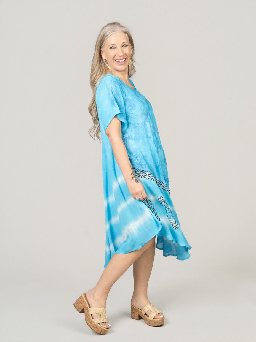 Short Sleeve Tie Dye  Dress