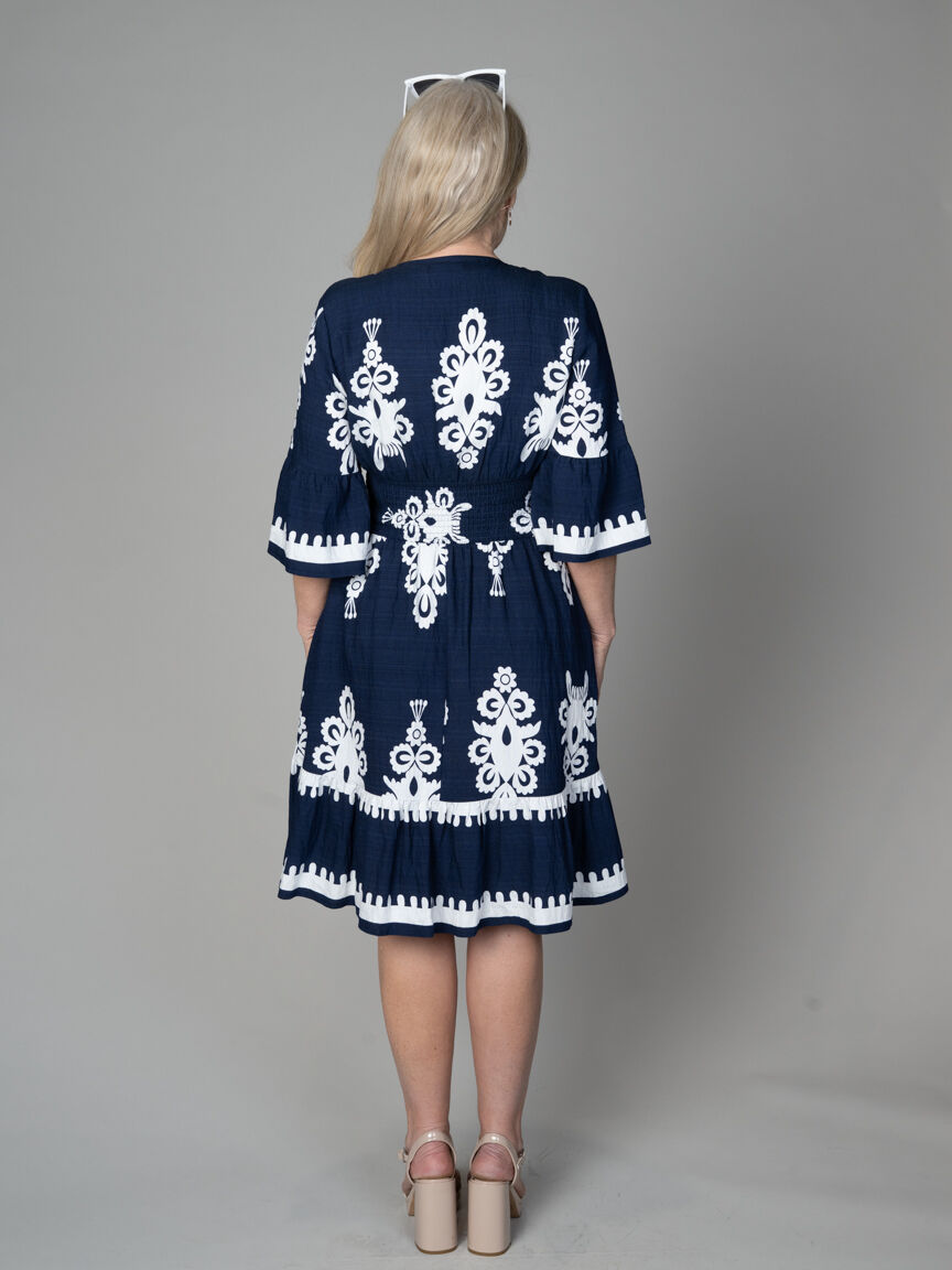 Elbow Sleeve Knee Length Dress