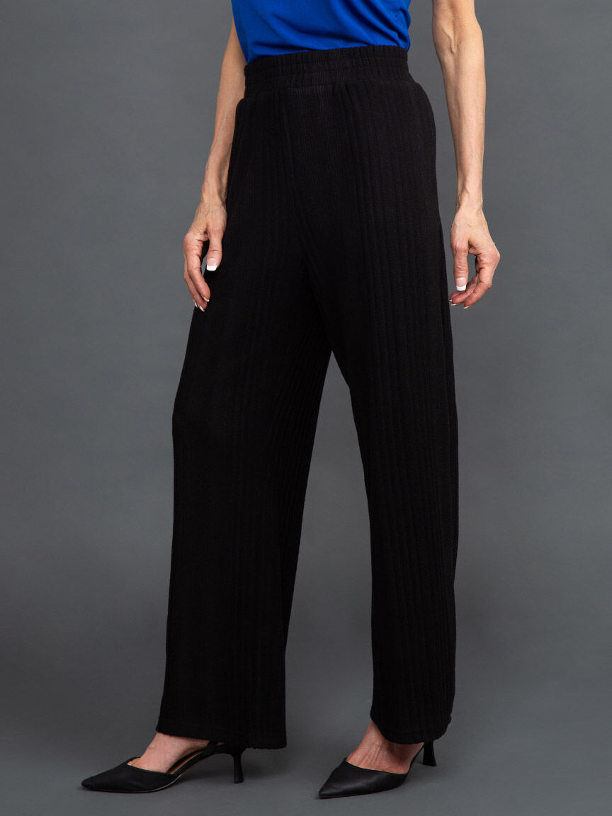 Soft Ribbed Wide Leg Pants Image 3
