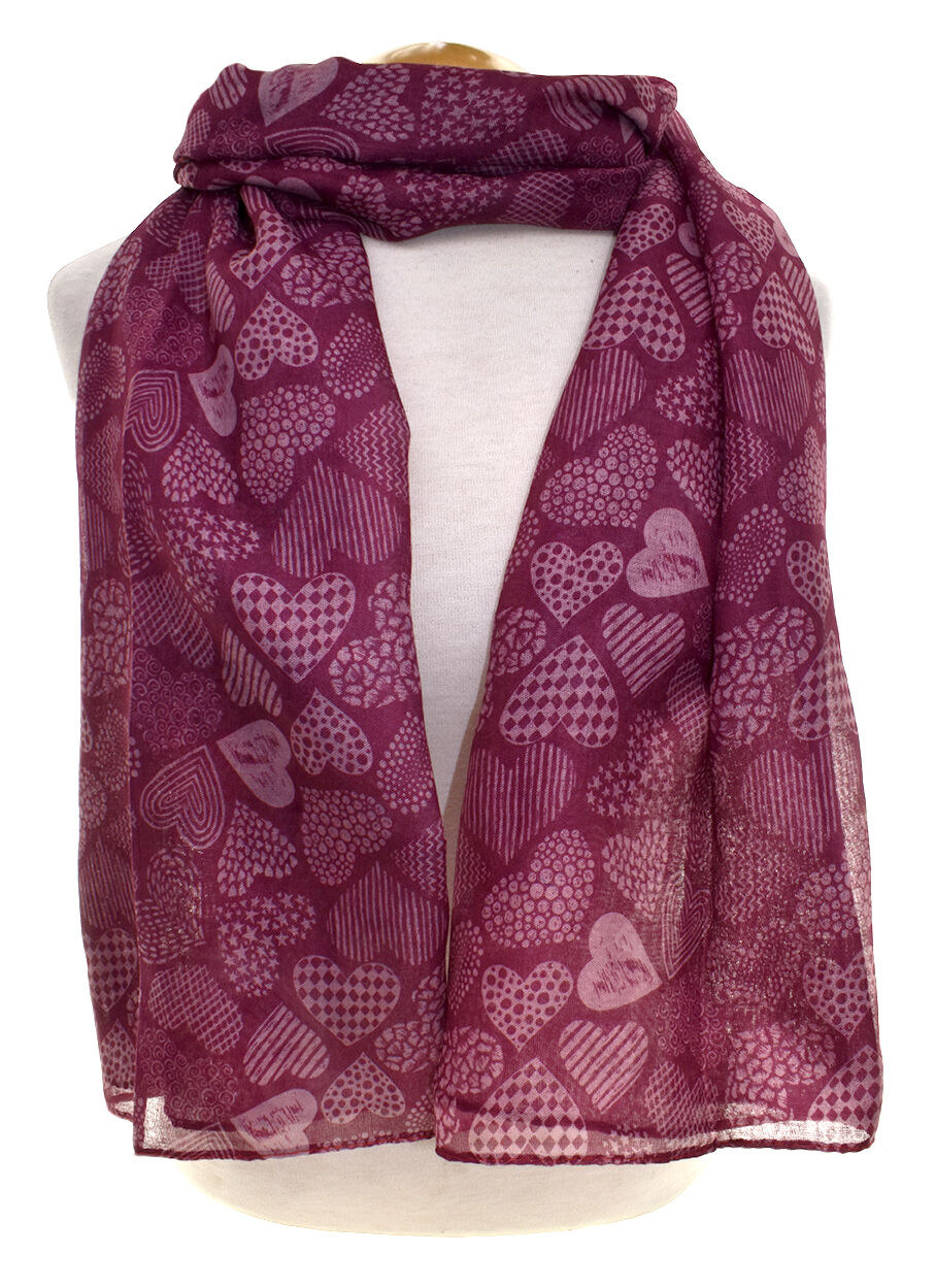 Lightweight Heart Print Scarf