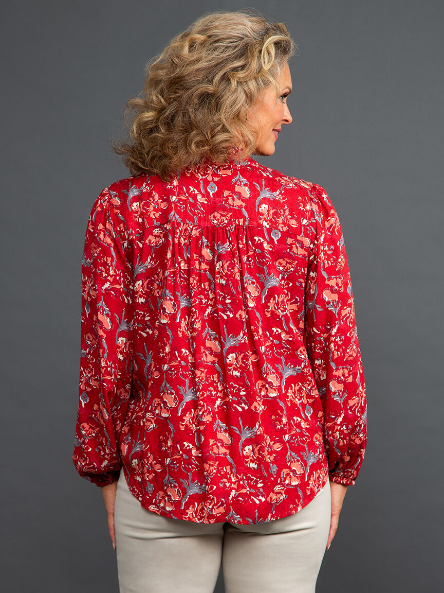 Ruffle Collar Jacquard Blouse Image 4