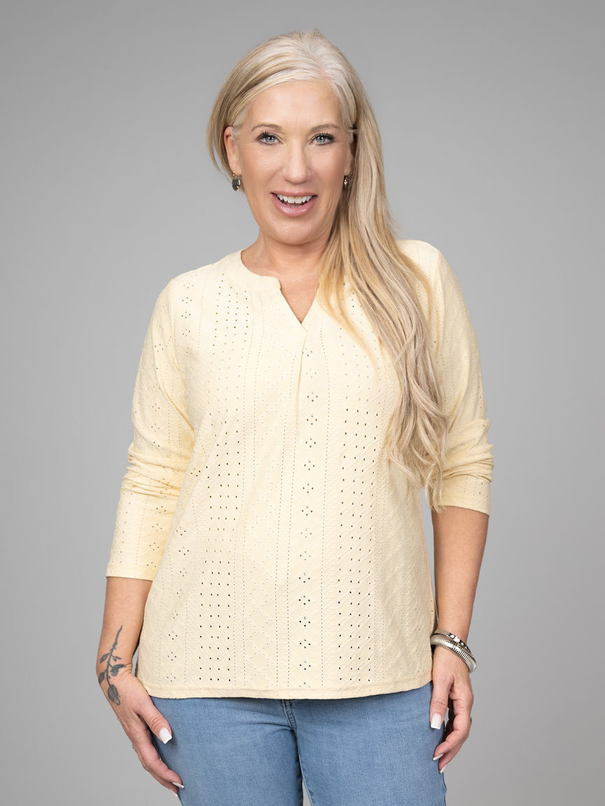 Eyelet Long Sleeve Top