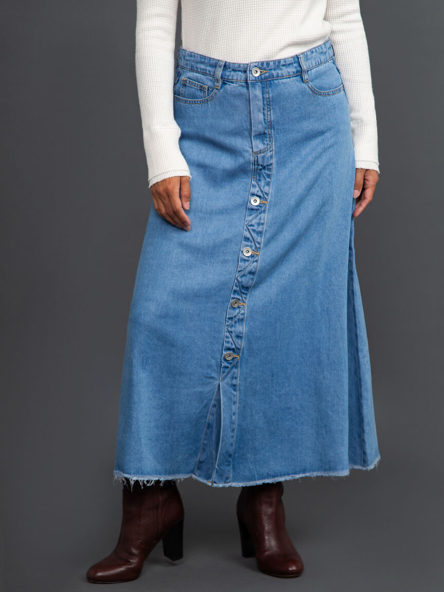 Flowy Lyocell Button-Up Midi Skirt Image 2
