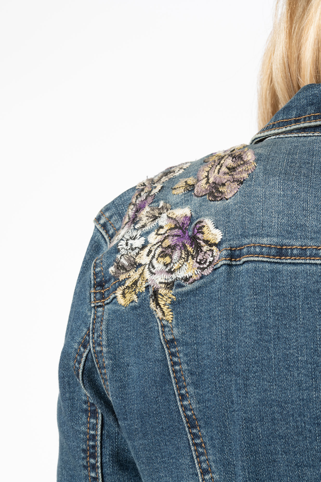 Floral Embroidered Denim Jacket Image 4