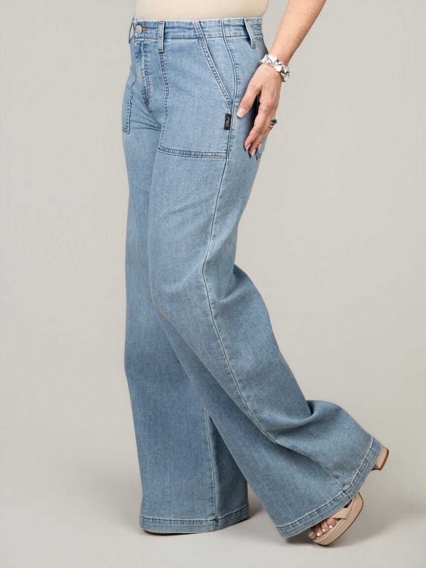 Lightweight Knit Wide Leg Denim