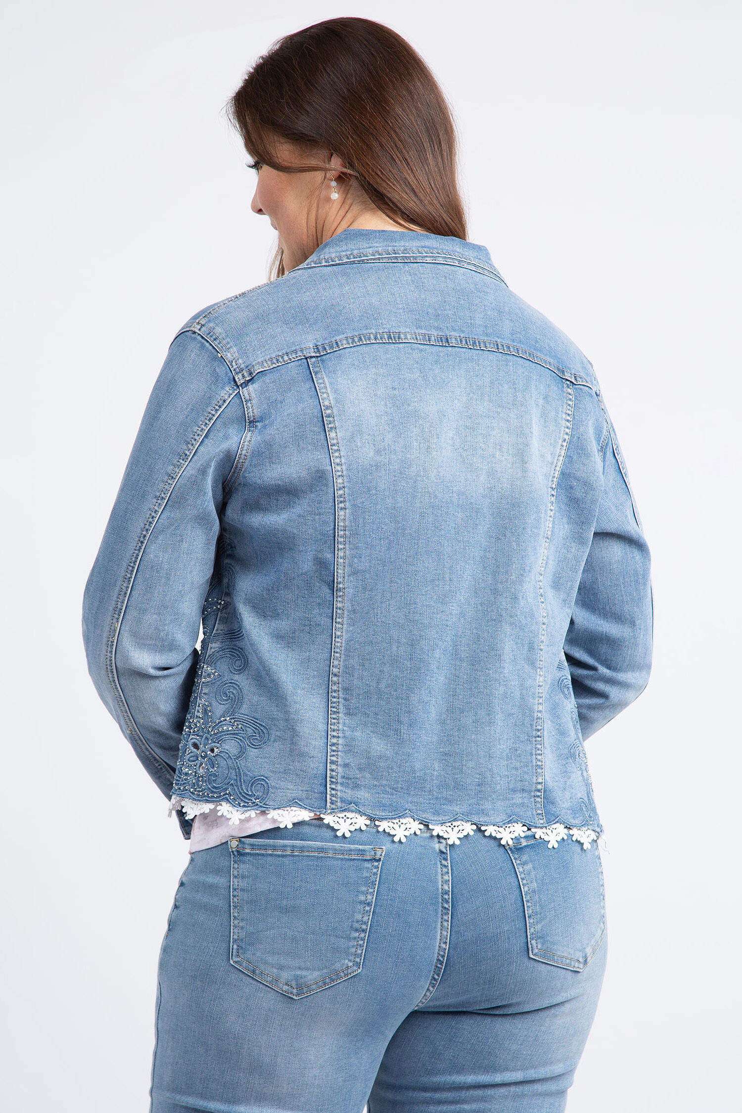 Lace & Jewel Embellished Denim Jacket Image 4