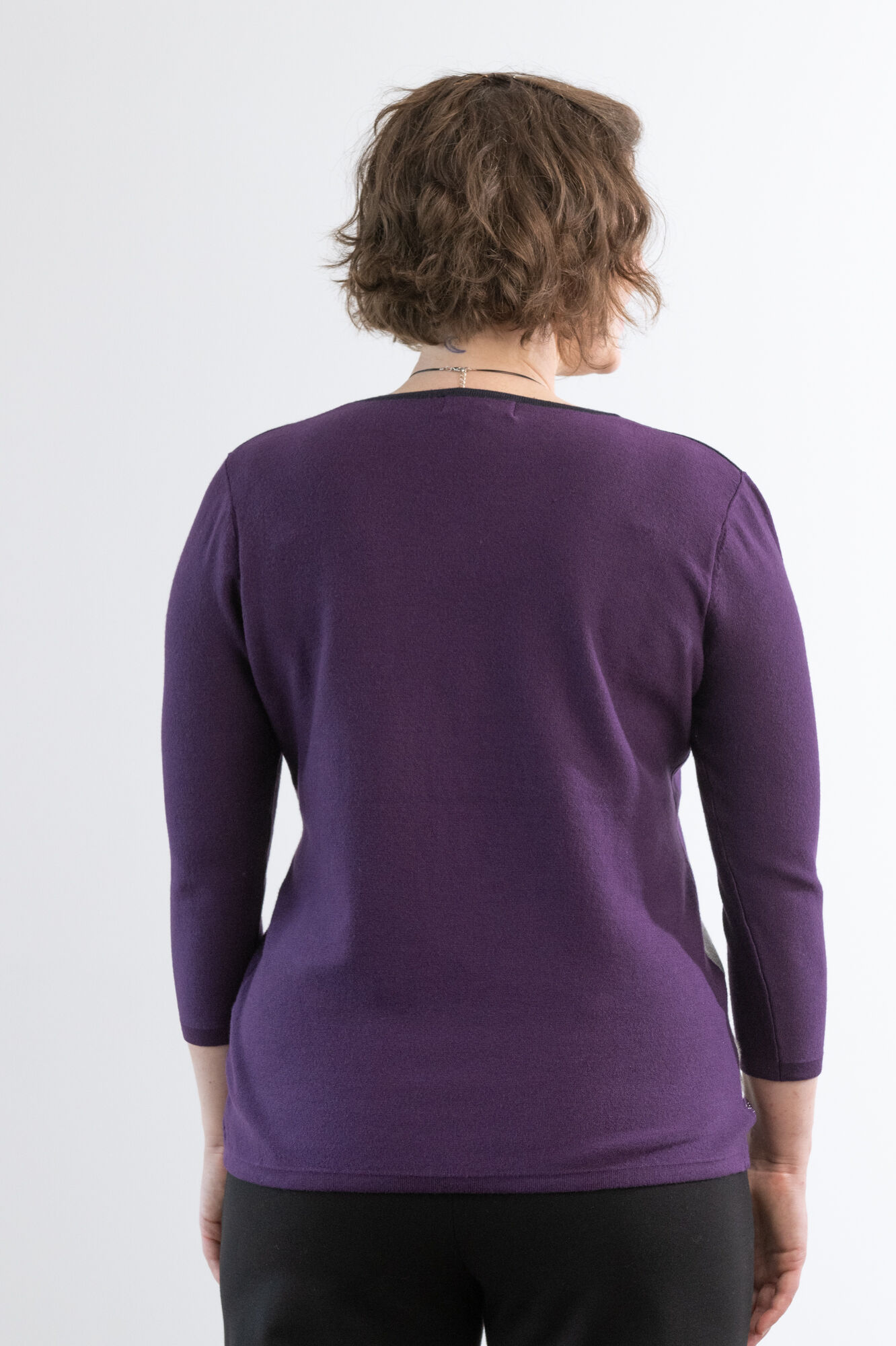 Silver Slanted Rhinestones Colorblock Sweater  Image 3