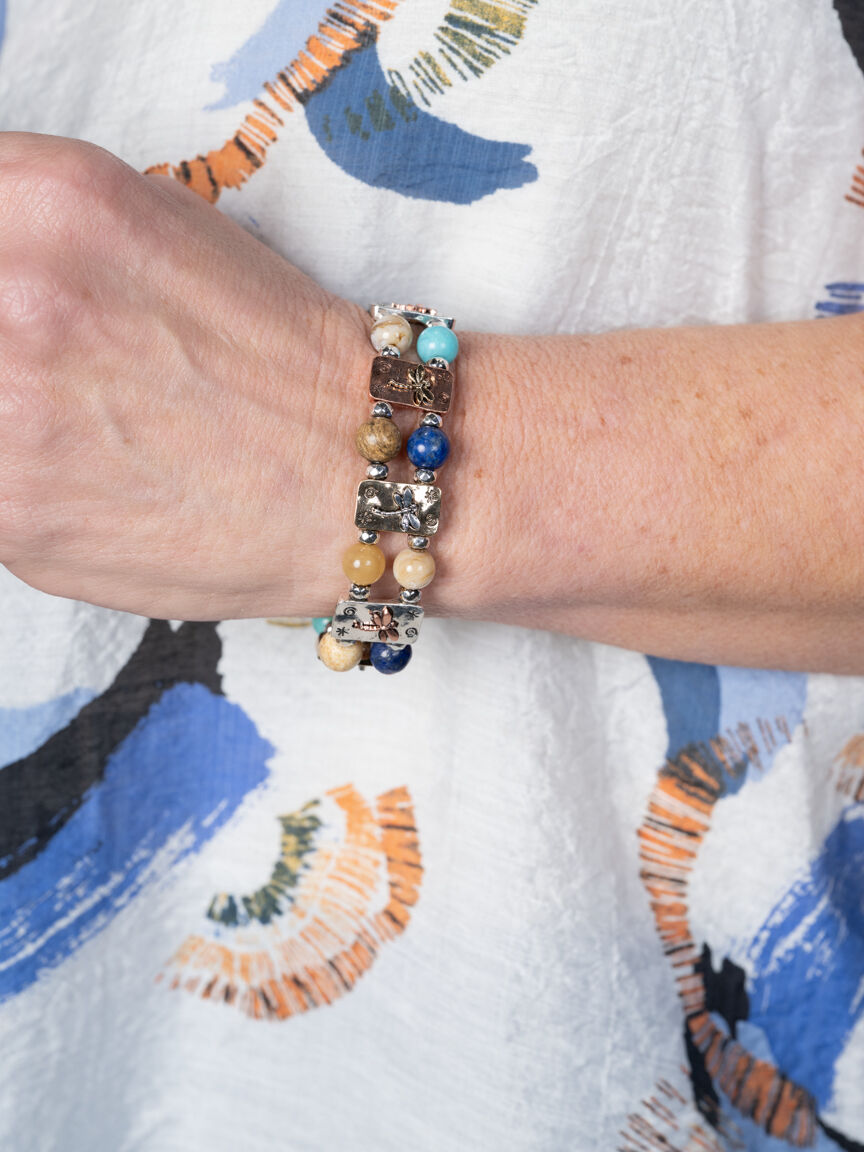 Whimsical Dragonfly Stretch Cuff Bracelet