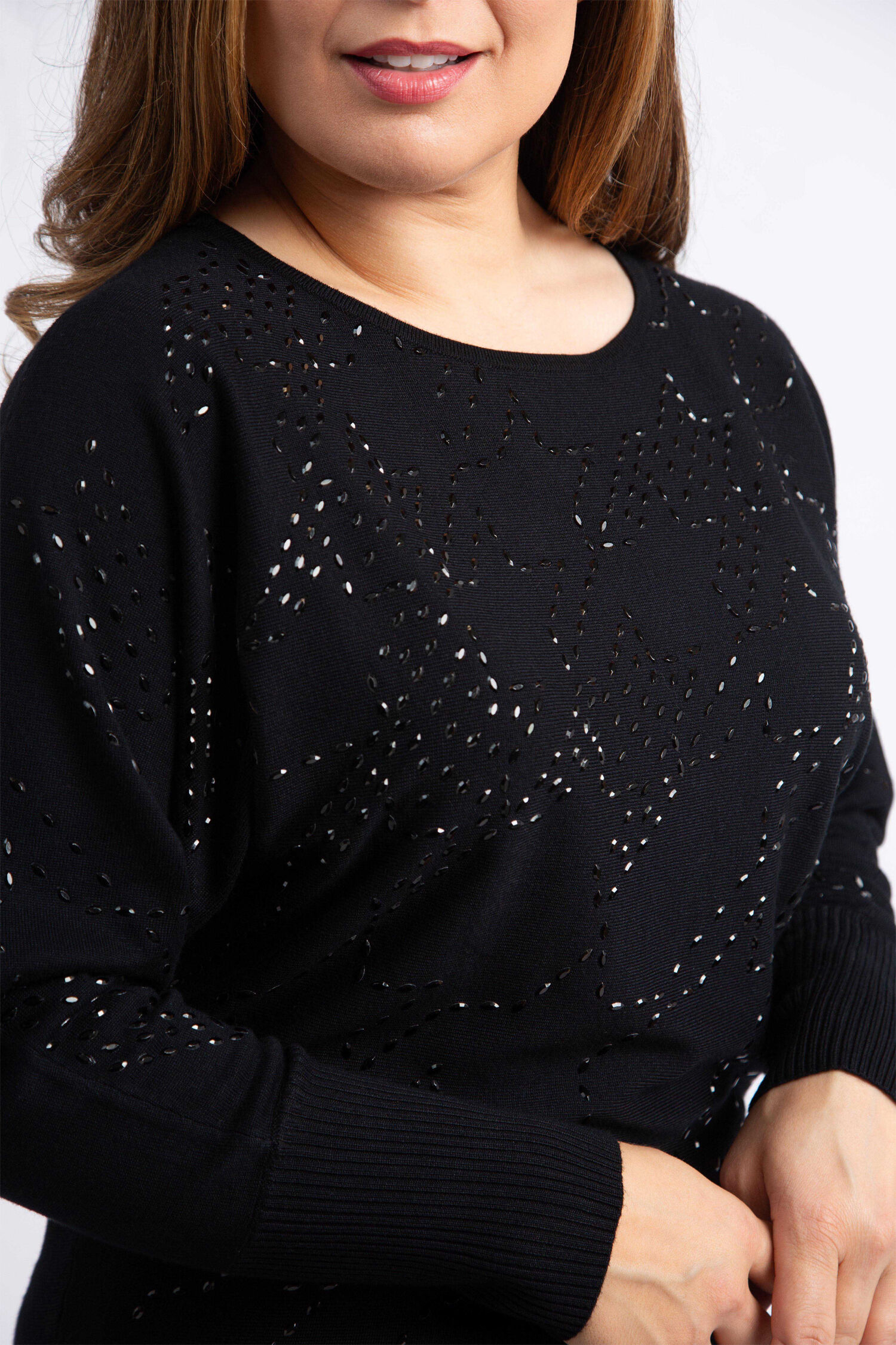 Dolman Sleeve Jeweled Sweater  Image 4