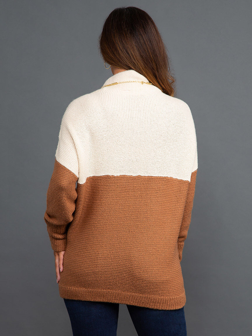 Long Sleeve Sweater Color Block Image 4
