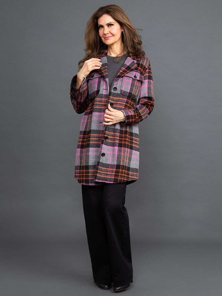 Long Plaid Shacket Image 1