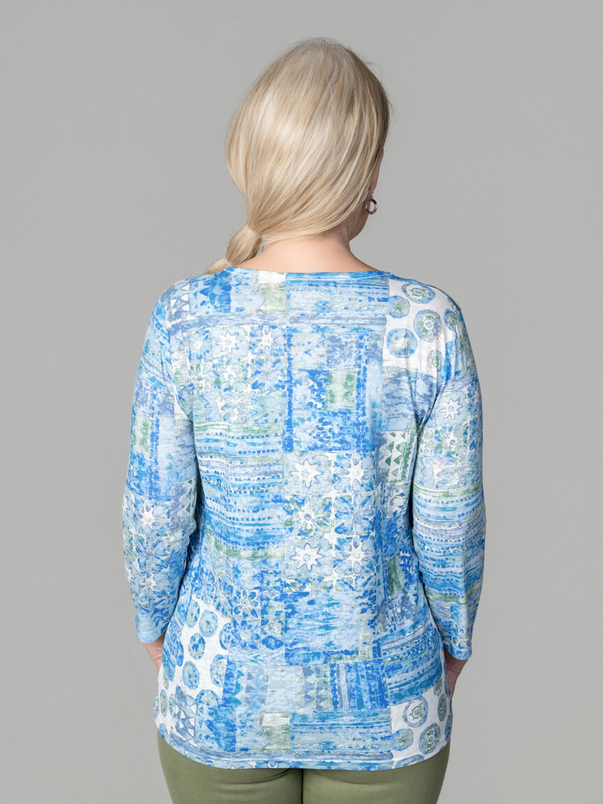 3/4 Sleeve Burnout Top