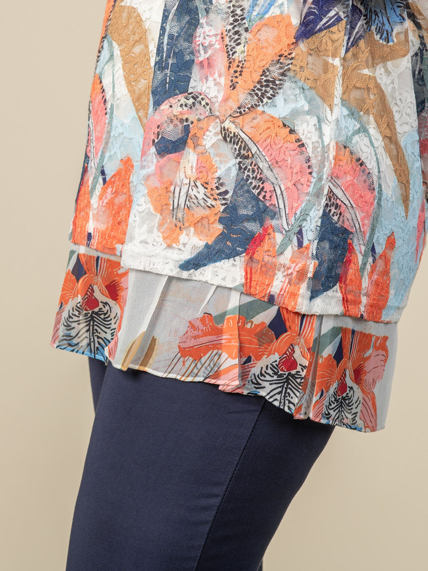 Short Sleeve Top with Lace Overlay Image 3