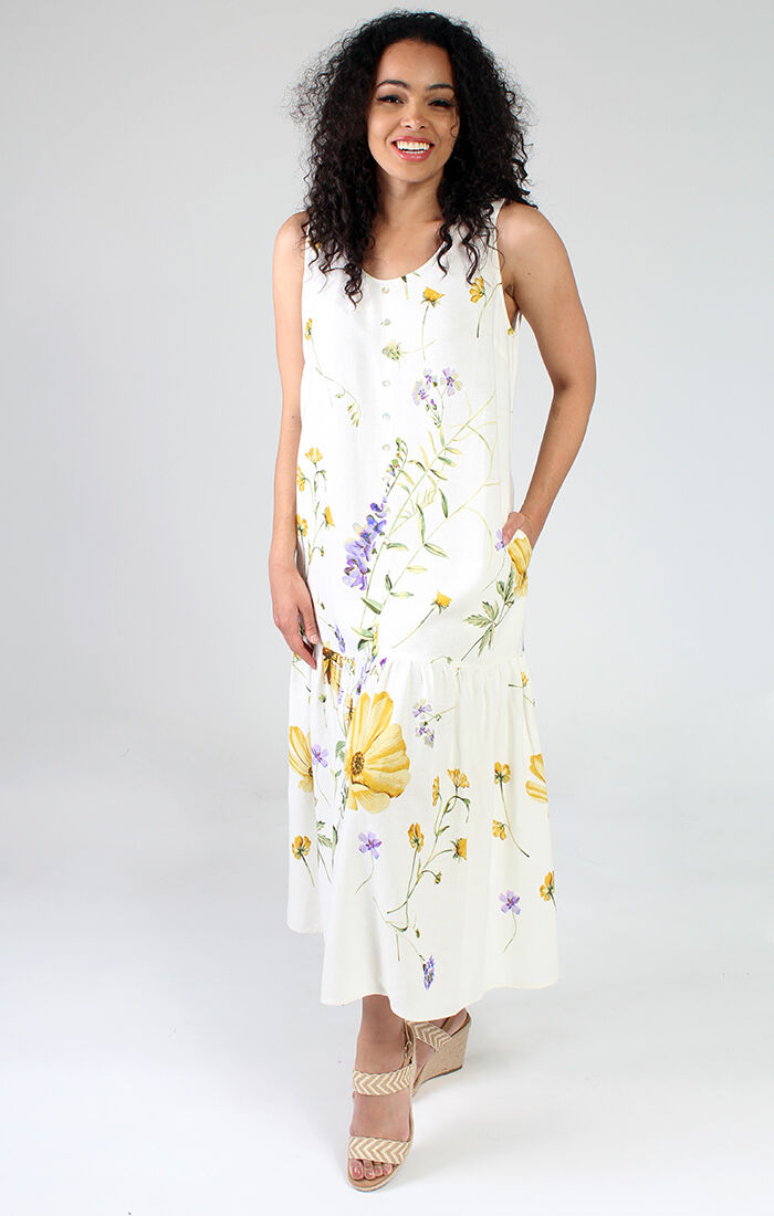 Floral Linen Maxi Dress