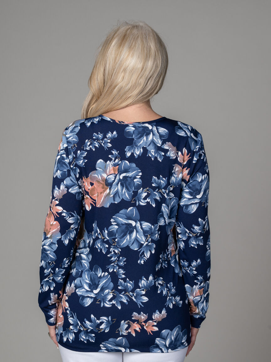 Long Sleeve V-Neck Top With Button Detail