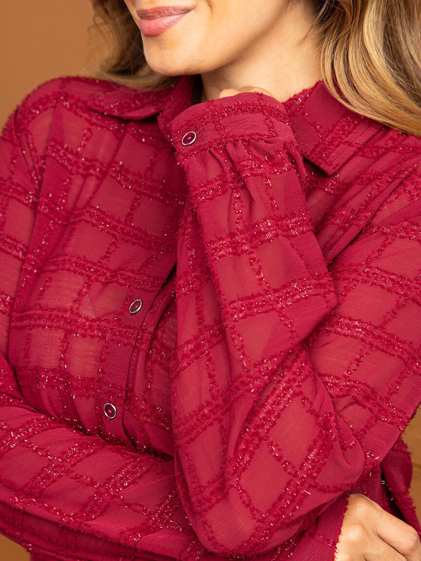 Button Up Shimmer Blouse Image 5