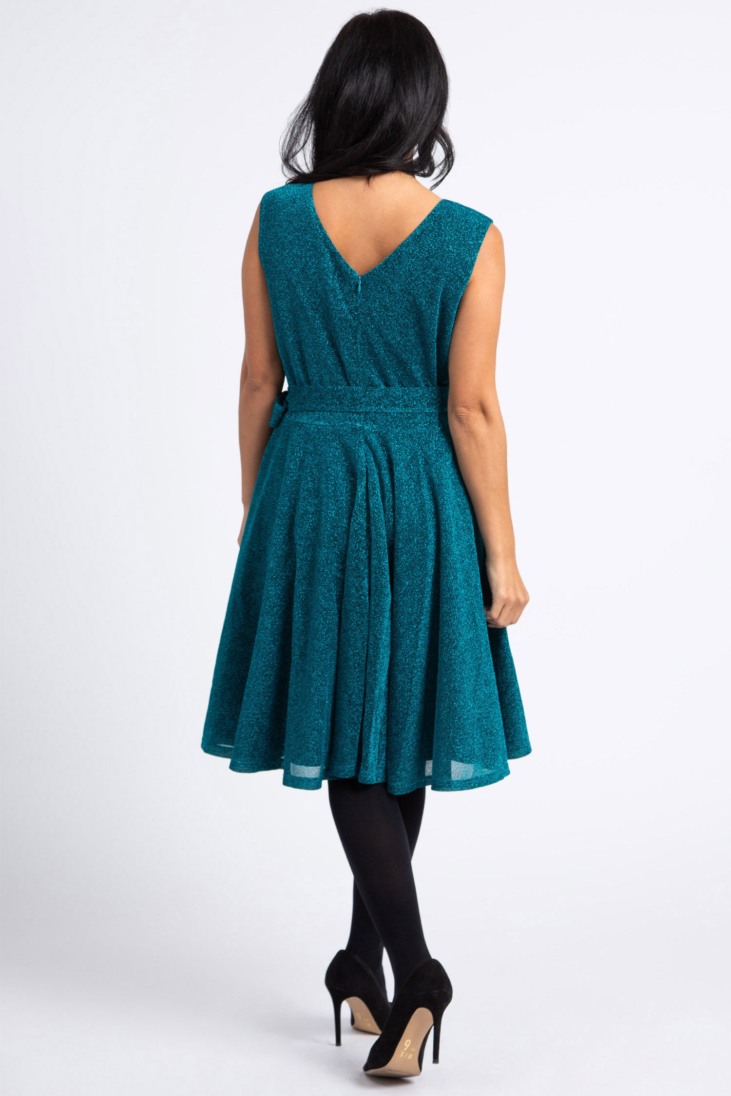 Knee Length Metallic Dress Image 3