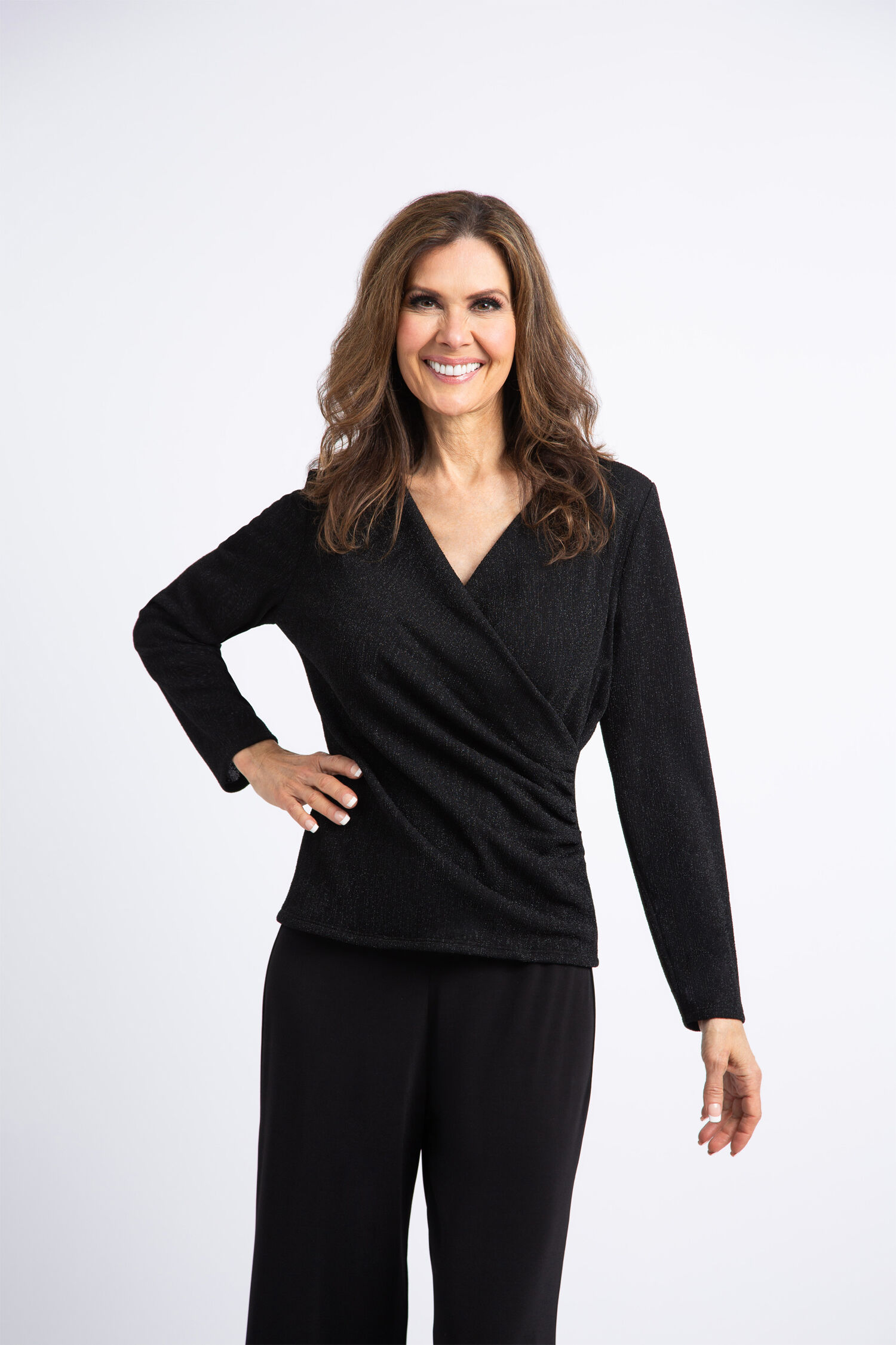 Surplice Neckline Metallic Top  Image 2