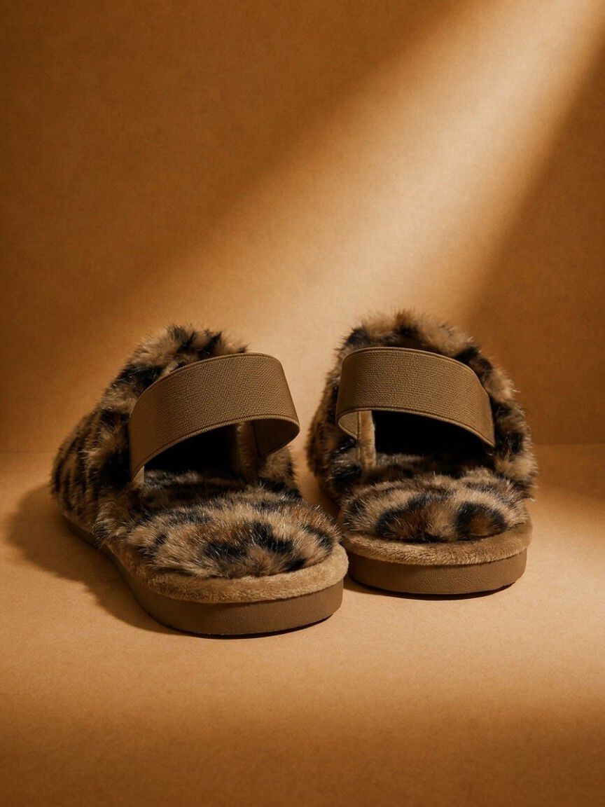 Elastic Back Faux Fur Slippers